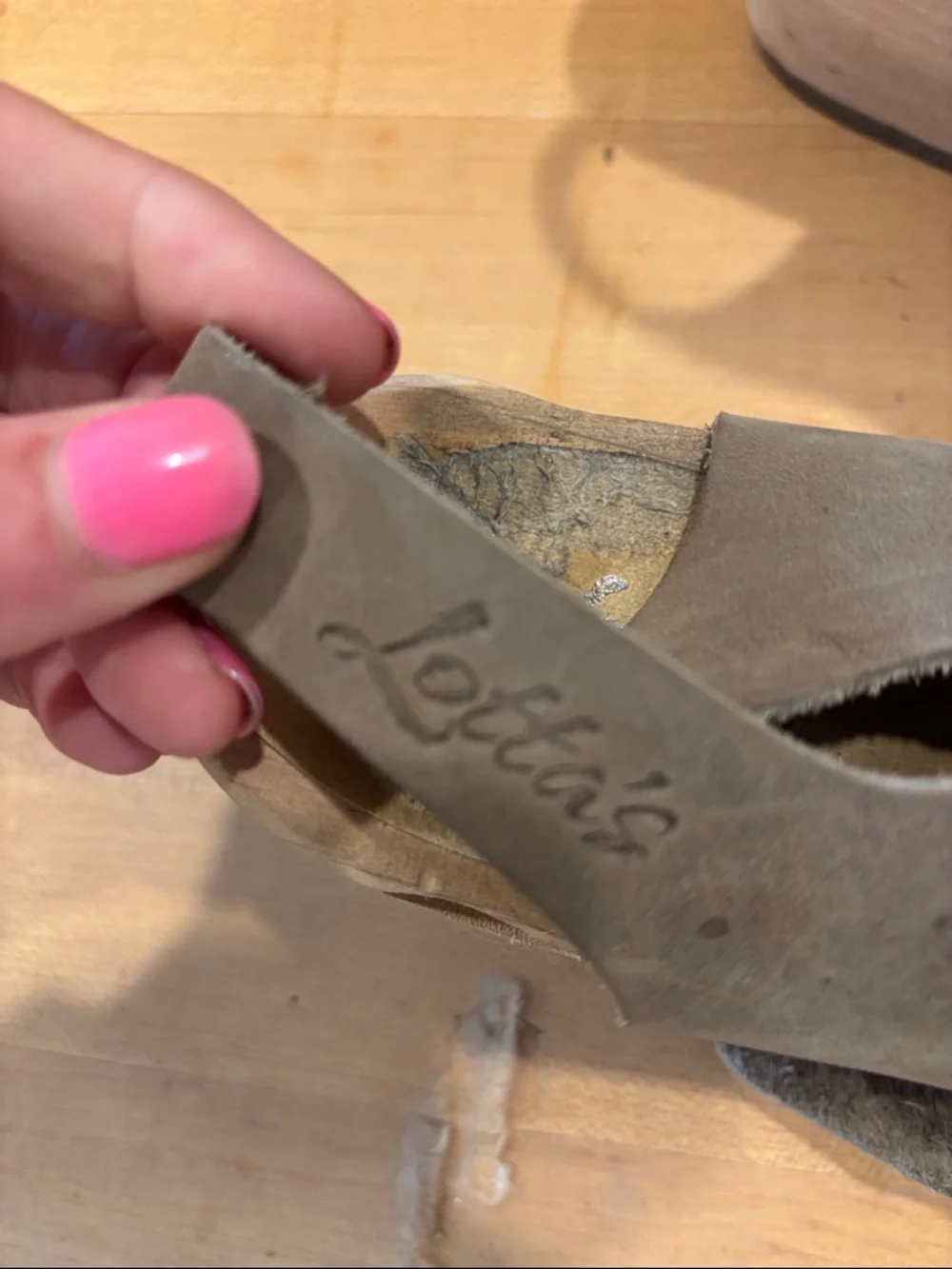 Lotta From Stockholm Taupe Leather Wedge Sandals